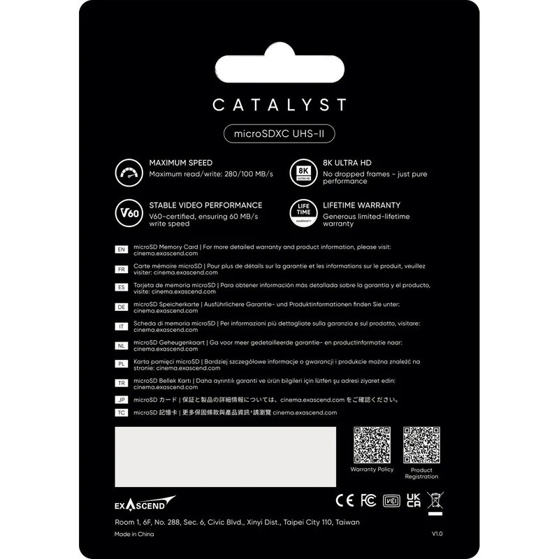 Exascend 256GB Catalyst UHS-II V60 microSDXC Memory Card with SD Adapter