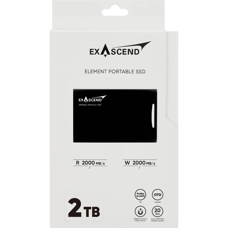 Exascend 2TB Element USB 3.2 Gen 2x2 Portable SSD (Black)