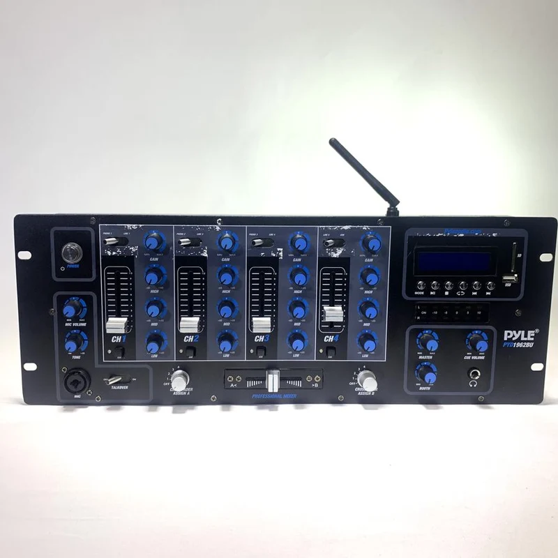 Pyle Pro PYD1962-BU 4-Channel DJ Mixer w/ Bluetooth, USB Flash, SD Memory Card Readers & LCD Digital Display #2061 - USED