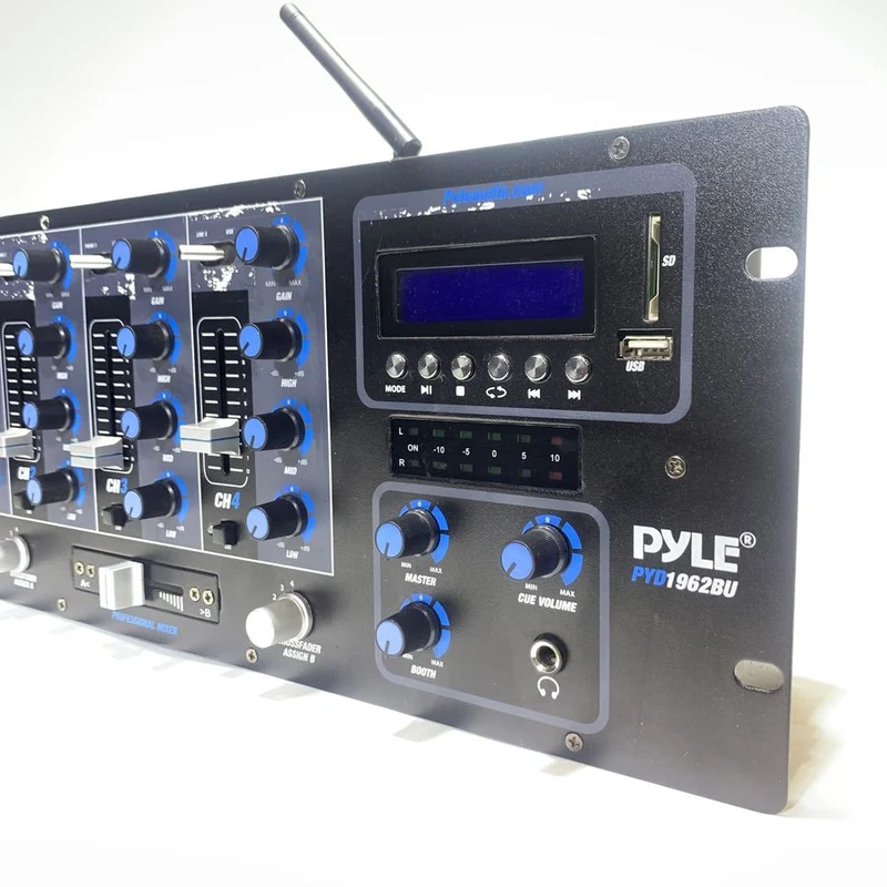 Pyle Pro PYD1962-BU 4-Channel DJ Mixer w/ Bluetooth, USB Flash, SD Memory Card Readers & LCD Digital Display #2061 - USED