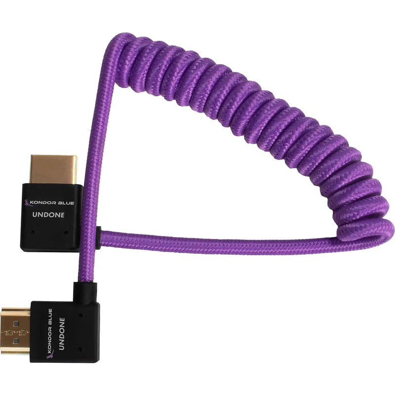 Kondor Blue GERALD UNDONE Right Angle Full HDMI Cable 12"-24" Coiled (Purple)