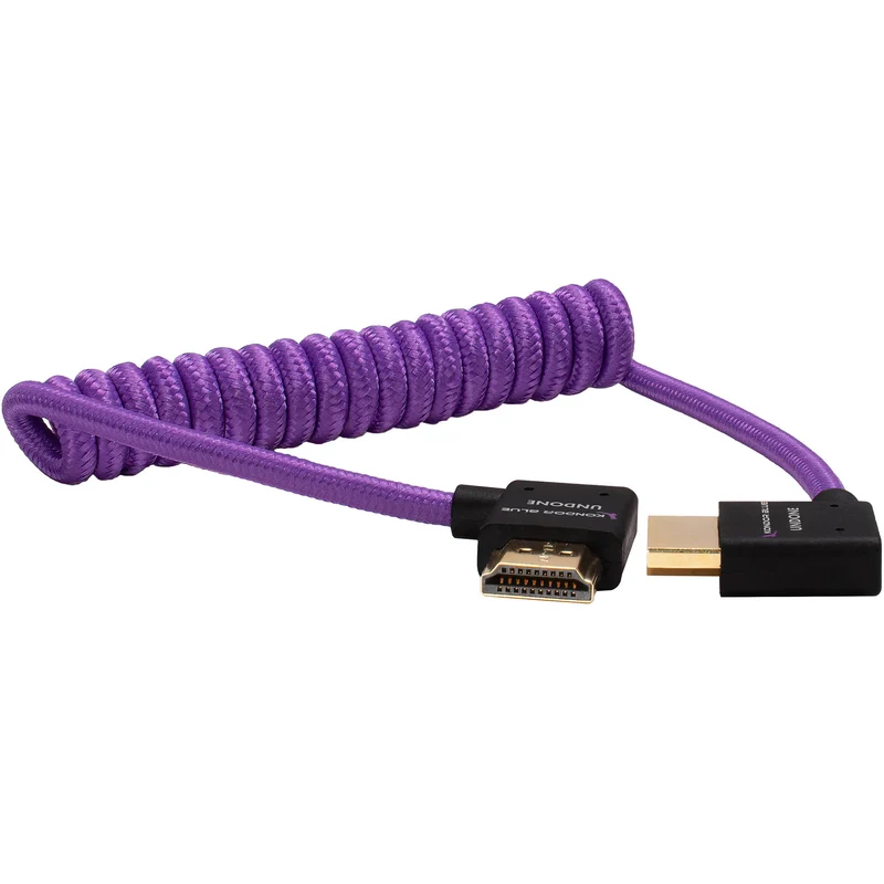 Kondor Blue GERALD UNDONE Right Angle Full HDMI Cable 12"-24" Coiled (Purple)