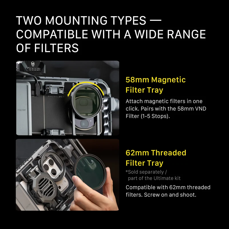 Tilta Khronos Magnetic 58mm Filter Tray Holder for Universal Smartphone Case - Space Gray