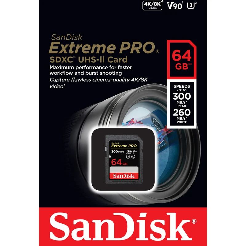 SanDisk 64GB Extreme PRO UHS-II SDXC V90 Memory Card